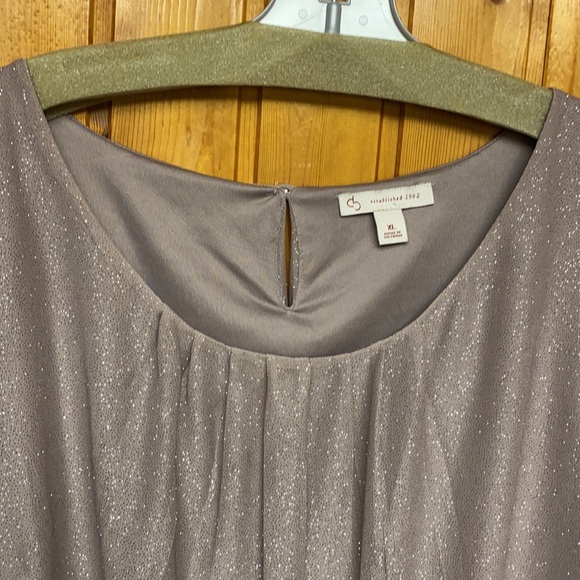 CB Established 1962 Beige-Black Party Sparkly Glitter Blouse Top Kimono Sleeves - Picture 6 of 13